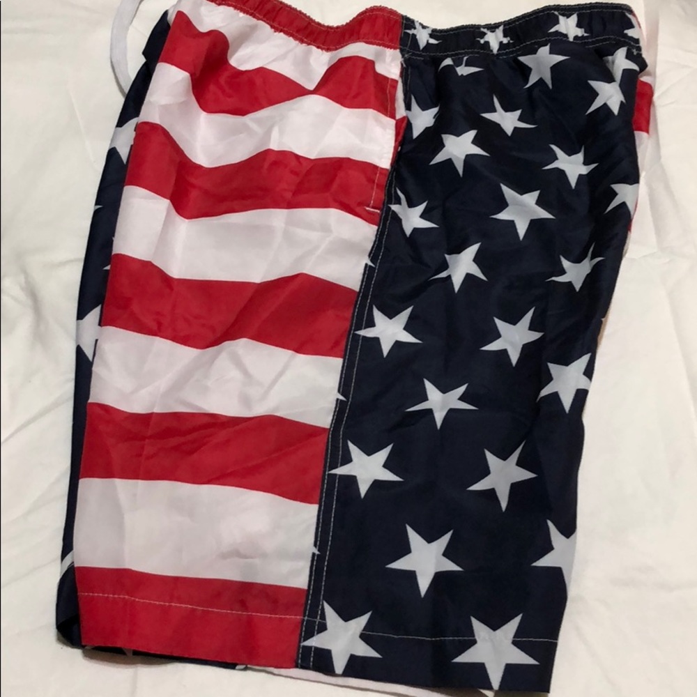 American Flag swim shorts